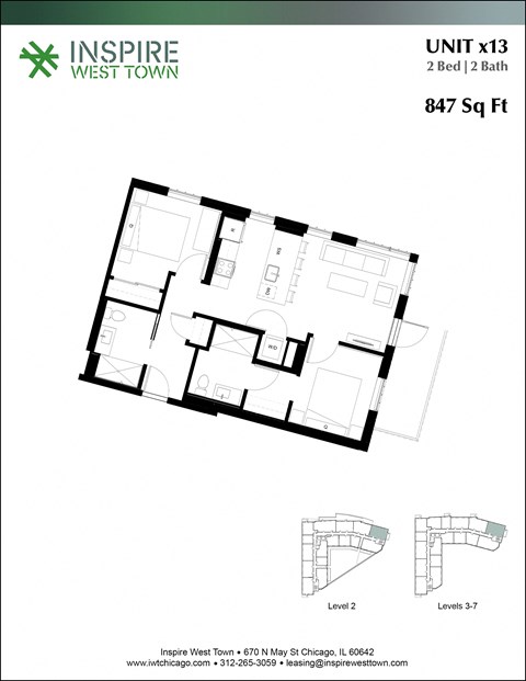 2 Bedroom Floor Plan at Inspire West Town, CHICAGO